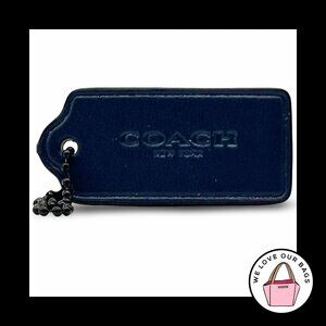 2.25" COACH NEW YORK Blue Smooth Leather Key Fob Bag Charm Keychain Hang Tag